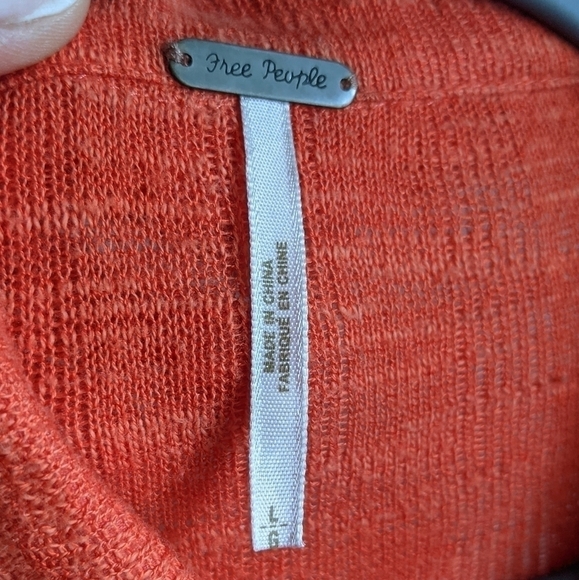 free People Orange Long Knit Button Down L tangerine - Picture 13 of 15